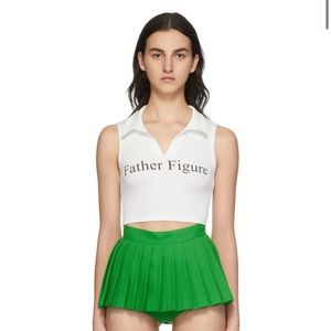 Praying Father Figure Ribbed Cropped Polo Tank